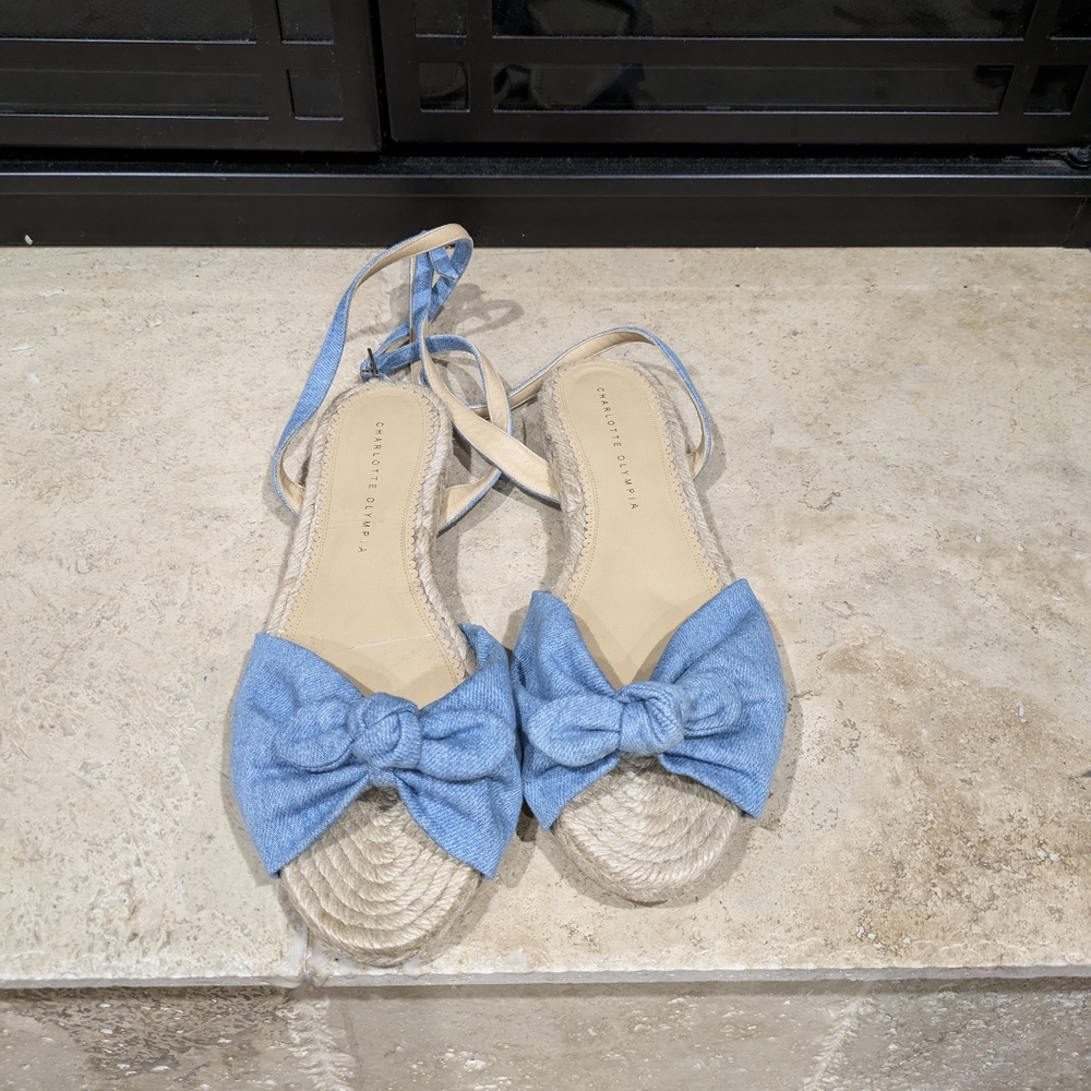 Charlotte Olympia Blue Bow Espadrille Sandals
